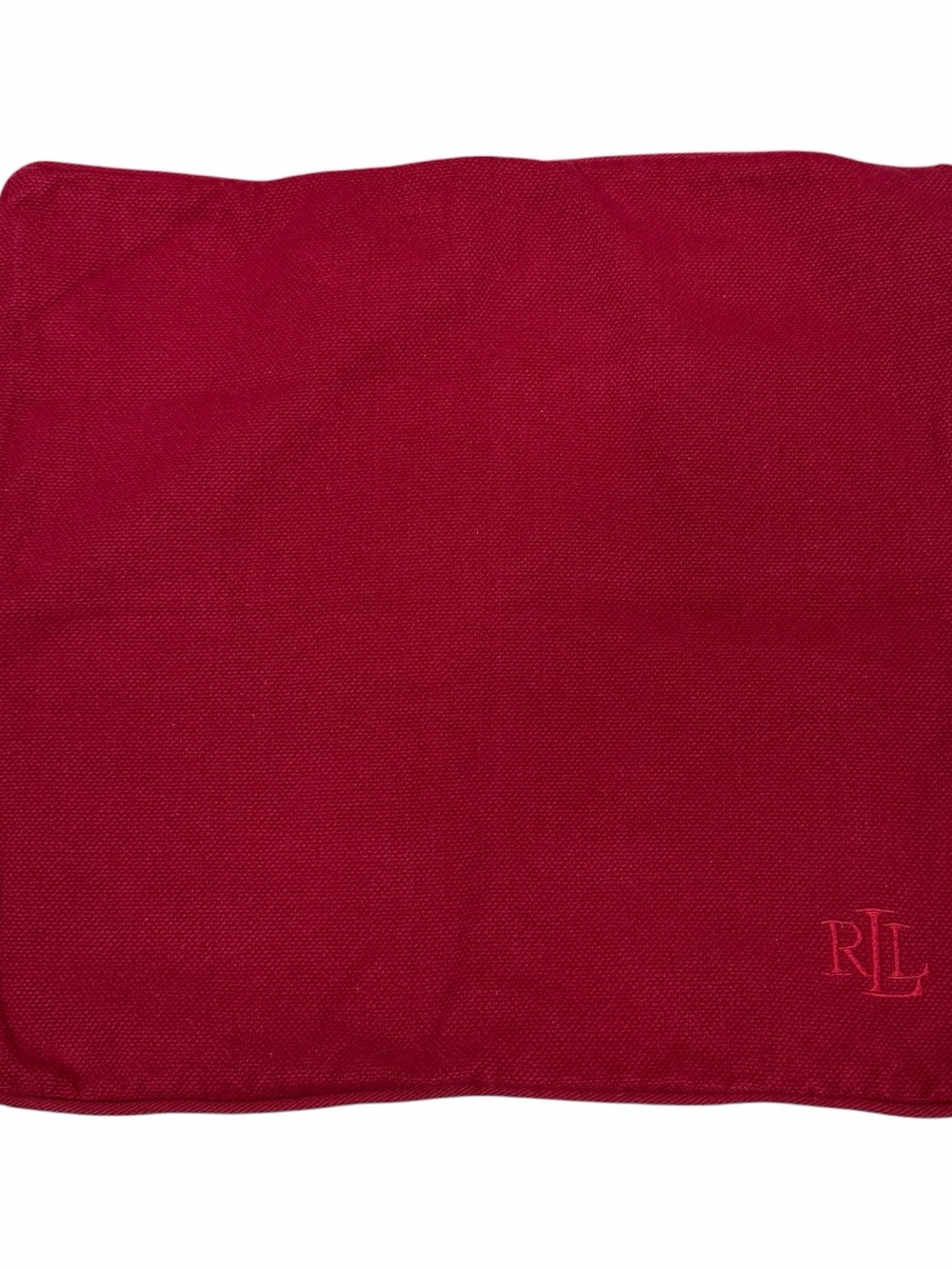 Lauren Ralph Lauren Red Cotton Throw Pillow Cover Square RLL Monogram